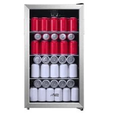 115-Can Beverage Fridge & Cooler Stainless Steel Look Refrigerator Freestanding