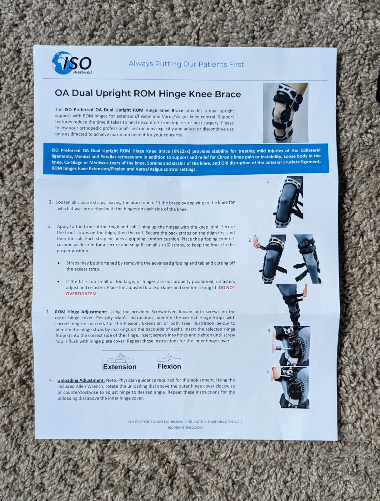 ISO Preferred Medium LEFT OA Dual Upright ROM Hinge Knee Brace ISO-KN221L