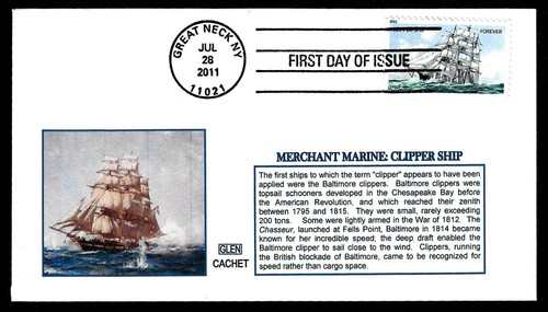 USA, SCOTT # 4548-4551, SET 4 GLEN FDC COVERS VARIOUS MERCHANT MARINE SHIPS 2011 - Picture 2 of 5
