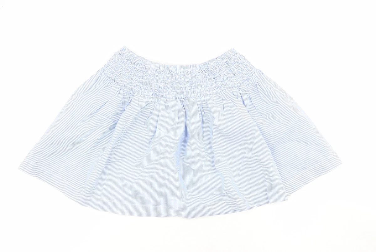 H M Girls Blue Striped 100 Cotton Tutu Skirt Size 2 Years Regular Pull On