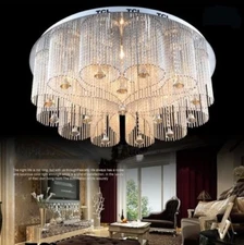 Yc. 80cm Modern LUXURY LED Crystal Pendant Lamp Flower Villa Hall Ceiling Light