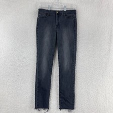 Frame Jeans Womens Size 27 Black Denim Le High Skinny Raw Hem Mid-Rise Casual