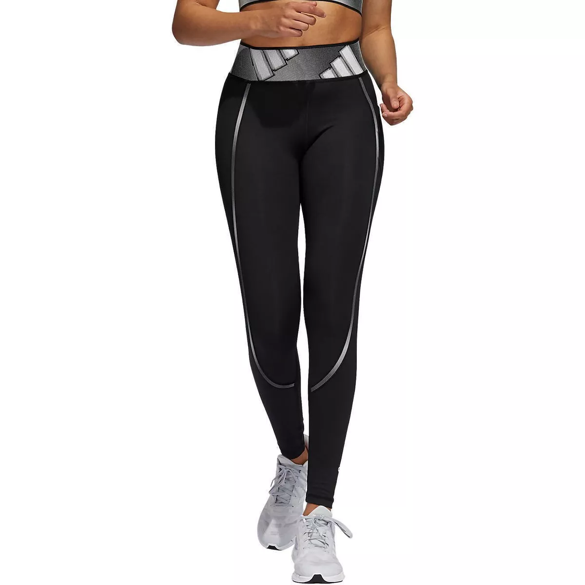 ADIDAS Women's Techfit Adilife Training Tights sz L Large Black White