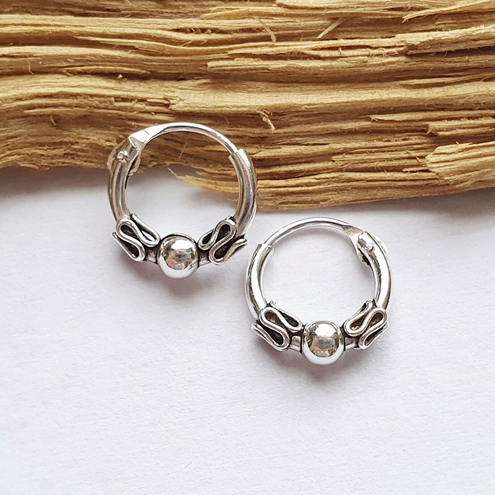 Bali Creolen 10 mm Silber 925 -Einzeln oder Paar- Keltische Ohrringe Gothic 