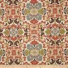 Waverly FOLK DAMASK TERRACOTTA Cotton Red Gre...