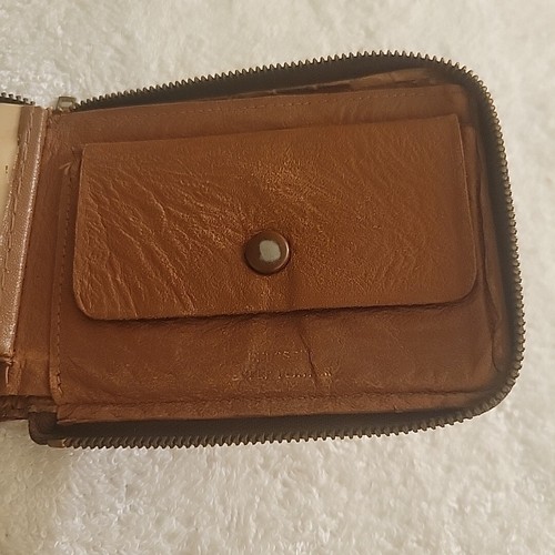 Leather Cowboy style wallet with embossed Horse & Rider W/ Zipper works 1950s - Picture 8 of 12