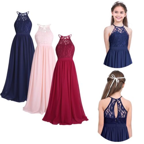 Girls Dresses Kids Dress Zipper Gown Party Bridesmaid High-waisted Pageant Big - Picture 5 of 60