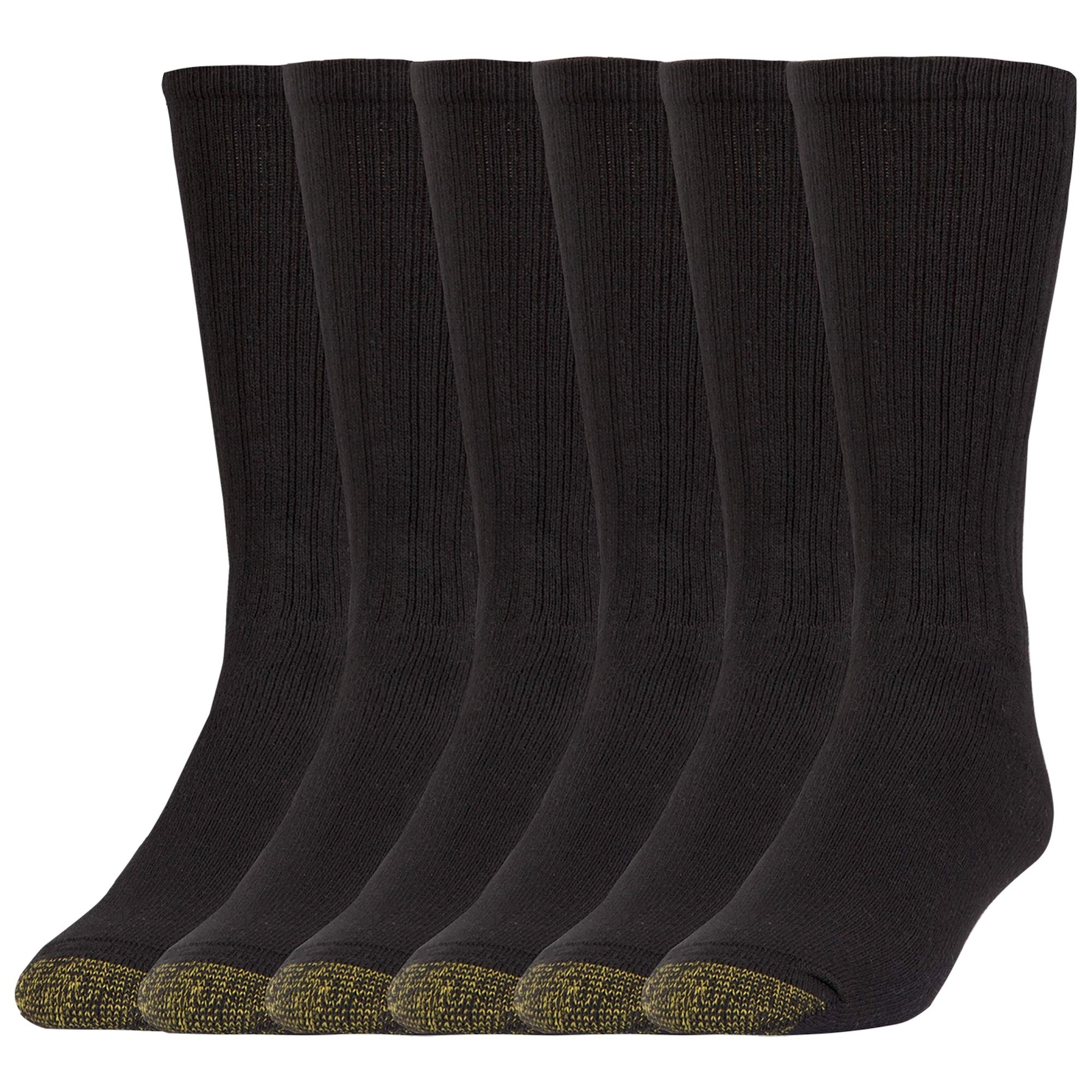 Gold Toe Mens 656s Cotton Crew Athletic Socks Multipairs Black 6Pairs