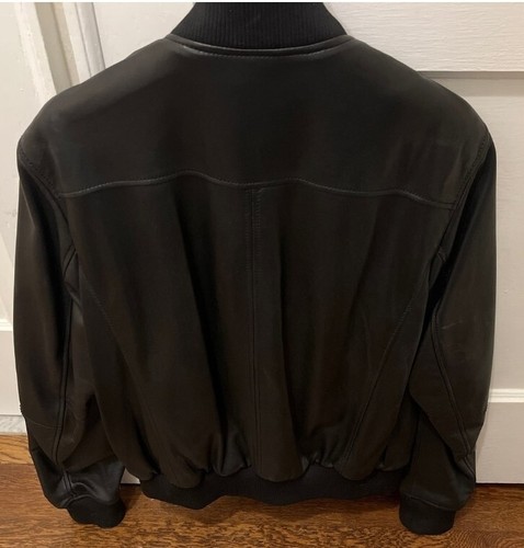 COLE HAAN Men’s Black Leather Lambskin Jacket Size Medium Very Soft Leather - Picture 3 of 8