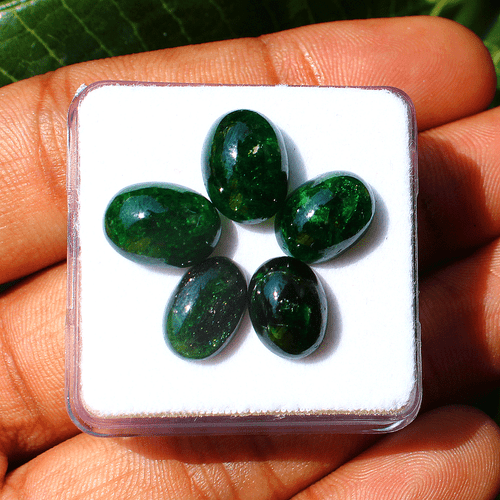 5 Pcs Natural Tsavorite Untreated Rich Green 10mm-11.8mm Oval Cabochon Gemstones - Picture 6 of 16
