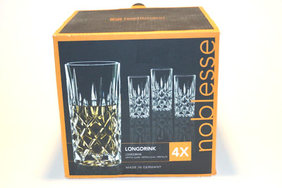 NEW - Nachtmann Noblesse Longdrink Crystal Glass Set of 4 - 375 ML - Germany NIB