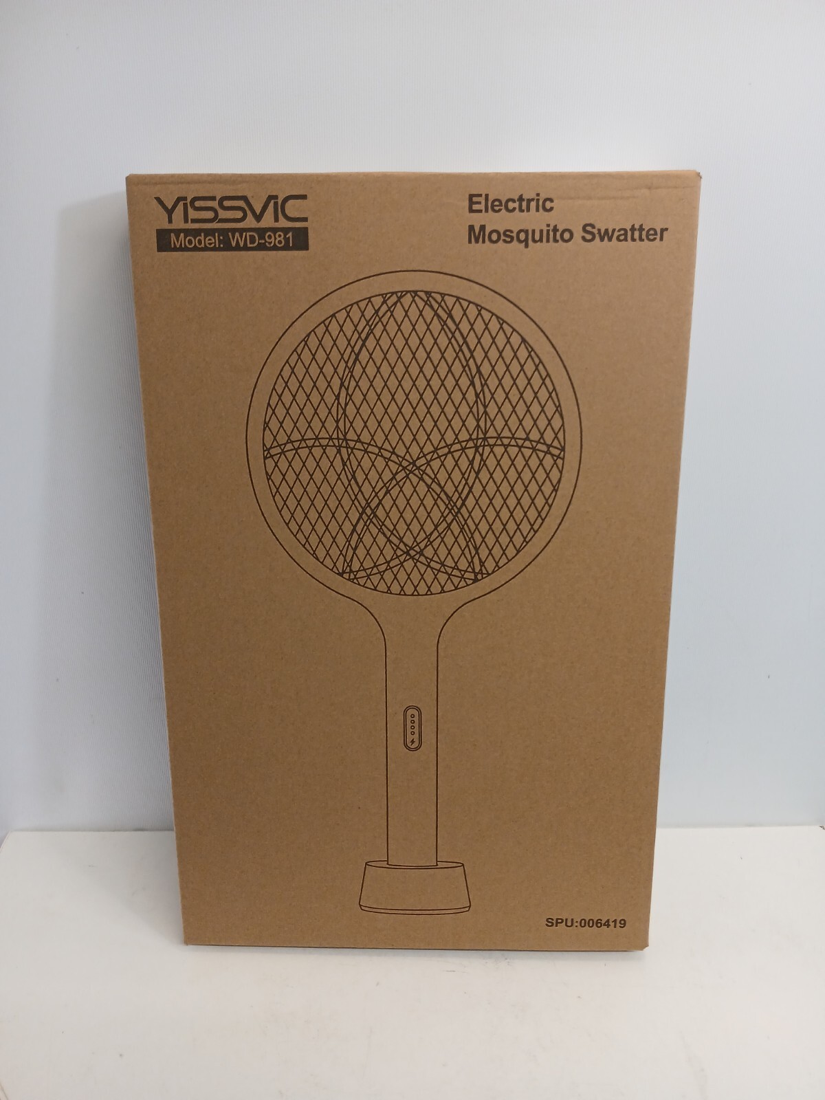 YISSVIC Electric Fly Swatter 4000V Bug Zapper Racket Mosquito White