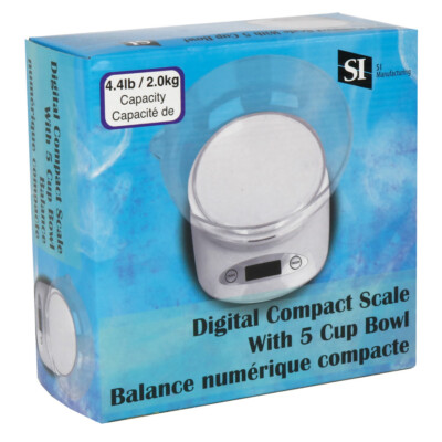 SI Manufacturing Digital Compact Scale with 5 Cup Bowl 4.4 lb Capacity New 