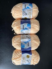 LOT OF 4 LIGHT PEACH MILK COTTON CROCHET YARN 5 PLY 50 GRAMS