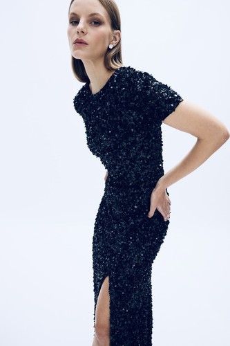 Rachel Gilbert Nixie Gown Sequin Embellished In Navy Size US4 UK 8 $2,795.00 - Picture 2 of 22