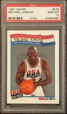 1991 HOOPS #579 MICHAEL JORDAN 🏀 USA DREAM TEAM 🏀/ PSA 10 UNIFORM #9 in SERIAL