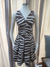 NWOT Banana Republic Issa London Brown Ivory Zebra Ponte Stretch Dress 8