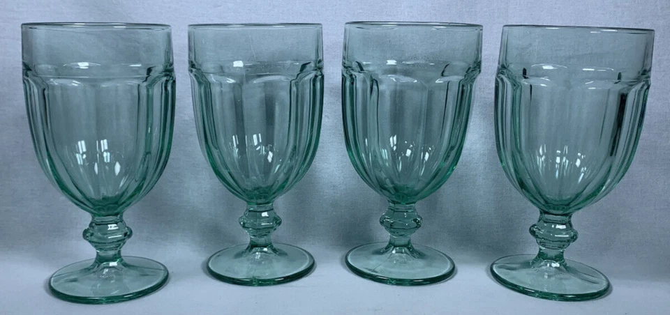 Juego de (4) Copas de Vidrio de Agua Duratuff Verde Español Libbey Gibraltar 8 Paneles Foto 4 de 4