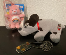 Pound Puppys Small 8  Dog Plush Gray Black Pink Care Bear Burger King Rugrats