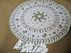 new circular tablecloth + 8 napkins white with green floral design 156 cms dia