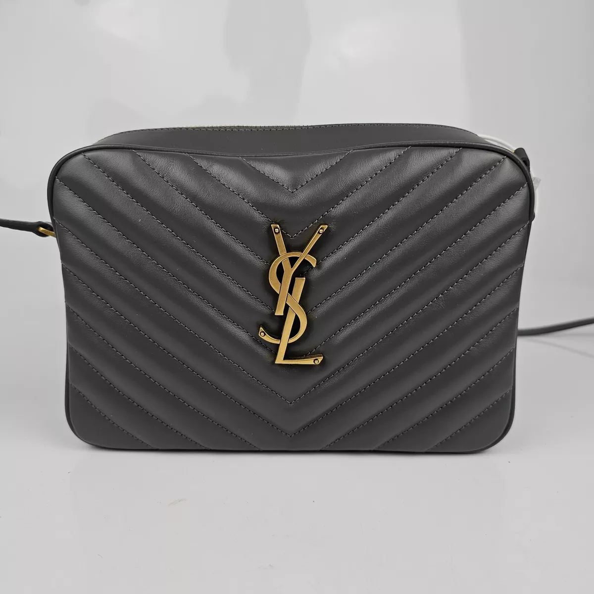 Yves Saint Laurent Lou Chevron Leather Camera Crossbody Bag Storm