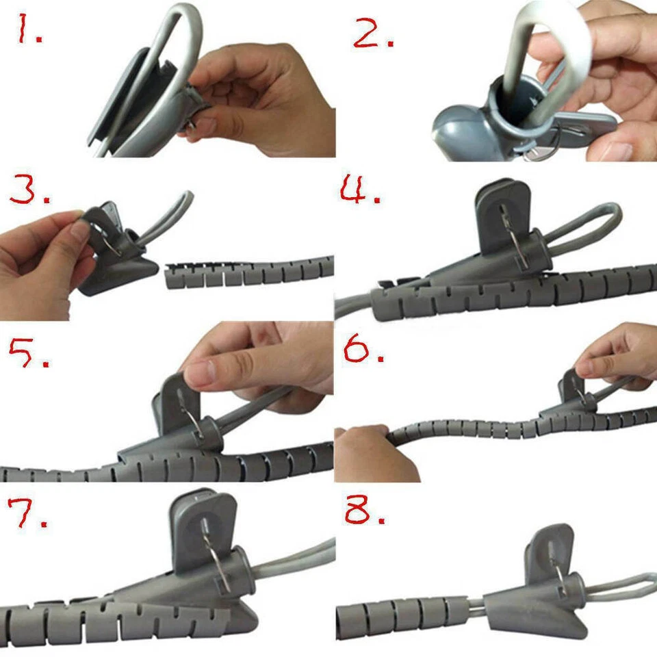 2M Cable Hide Wrap Tube Wire Spiral Organizer Management Flexible Cord Tool 25mm - Image 4 of 4