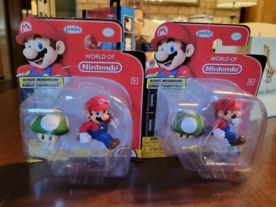 2 NEW 2019 WORLD OF Nintendo SUPER MARIO Figure & Bonus MUSHROOM! Jakks Pacific