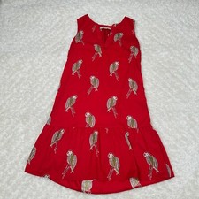 Loft L large Red Parrot Split Sleeveless Dress Shift Boho Tropical Vacation