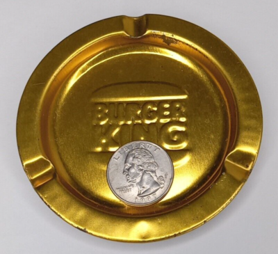 Vintage Burger King Ashtray Gold Metal Fast Food Whopper