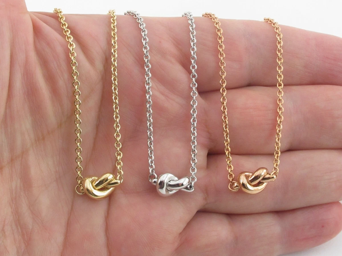 14k Gold Love Knot Necklace Adjustable Available in Yellow White