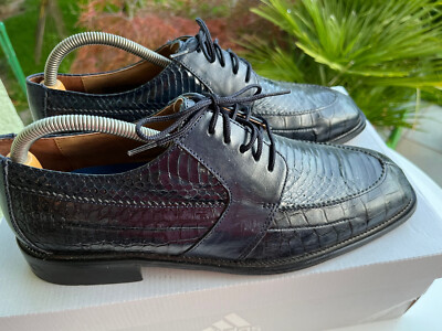 STACY ADAMS DESIGNER MEN S DRESS SHOES BLUE - GENUINE SNAKE SKIN - SIZE 9.5