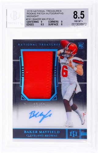 Baker Mayfield [Midnight] #161 2018 National Treasures Patch Autograph card