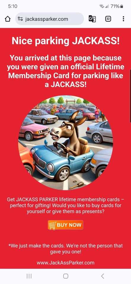 Congratulations for Parking Like a Jackass, Bad Parking Cards, Learn to Park! - Image 2 of 4