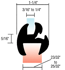 Zweiteilige selbstdichtende Universal Dichtleiste 23/32" bis 25/32" Panel - 3/16" - Bild 2 von 3