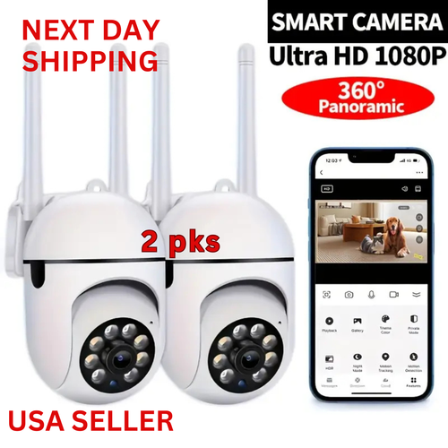 2 Pk 1080P Wireless wifi Security Camera Smart outdoor Night Vision motion cam