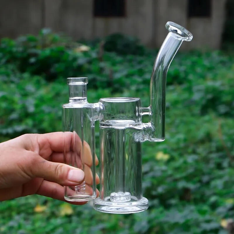 Heavy Glass Bong Tornado Hookahs Recycler Double Percolator Smoking Water Pipe