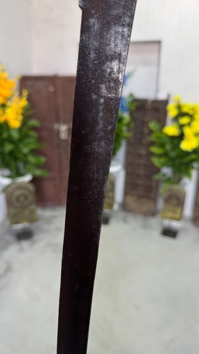 19th C Rare Vintage Hand Forged Faulad Iron Mughal Period Sword Katar Talwar - Picture 9 of 18