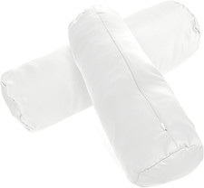 2 Pcs White Neck Bolster Pillow Covers round Necks Pillowcase Silk Satin Neck