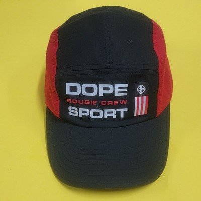Dope Sport Bougie Crew 5-Panel Camp Hat Black Red Adjustable Strapback Cap