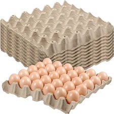 30-Cell Egg Crates (60 Pack) Pulp Fiber Egg Flat Cartons for Farm Market & Fa...