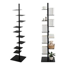 Spine Bookshelf, Vertical Spine Book Tower 9-Tier Metal Bookcase Book Organizer