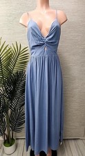 NWT Cupshe Women's Long Blue  Size Large Tie Back Dress