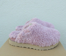 UGG SHELL PINK FUZZ SUGAR WOOL/ FAUX FUR FLUFF SLIDE SLIPPERS, US 10/ EUR 41 NEW