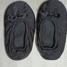 Black Unisex Ballet Slippers Shoes Leather Sole Size S 6-9