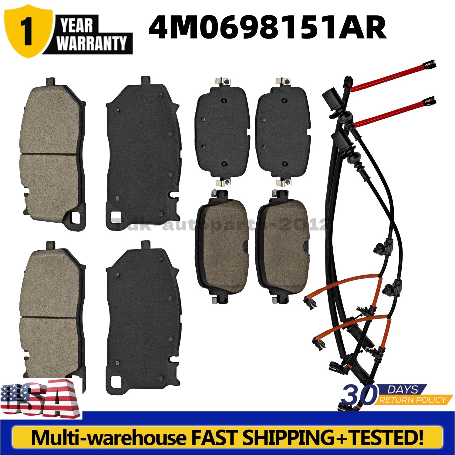 Front & Rear Brake Pad 4M0698151AR 4M0698451AA For 2018-2020 Lamborghini Urus