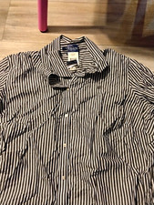 Chaps Men's Classic Fit Black/White Striped Dress Shirt XL 17.5 36/37