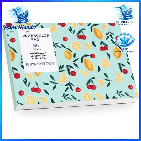 Aquarellpapier Block 300G/M² 30 Blatt 10,5X15Cm FüR Malen Zeichnen KüNstler-image