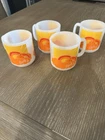 Vtg 1970s Carl’s Jr Glasbake Milk Glass Mug Set Of 4 Stackable Sunrise pattern
