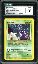 CGC 9 MINT Heracross Neo Genesis 6/111 Holo Pokemon Card psa