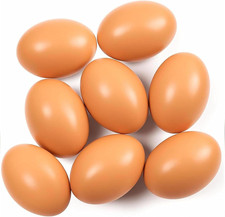 8PCS Wooden Faux Fake Eggs, Dummy Eggs Help Laying Hen, Poultry Mannequin Nest,